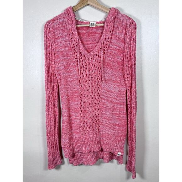 ROXY Sweaters - Roxy Womens Hoodie Sweater Open Knit Crochet Pink Beach Boho Large